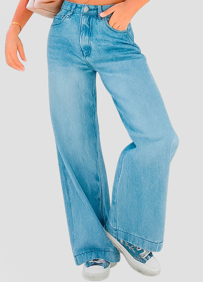 High-Waist Wide-Leg Premium Denim