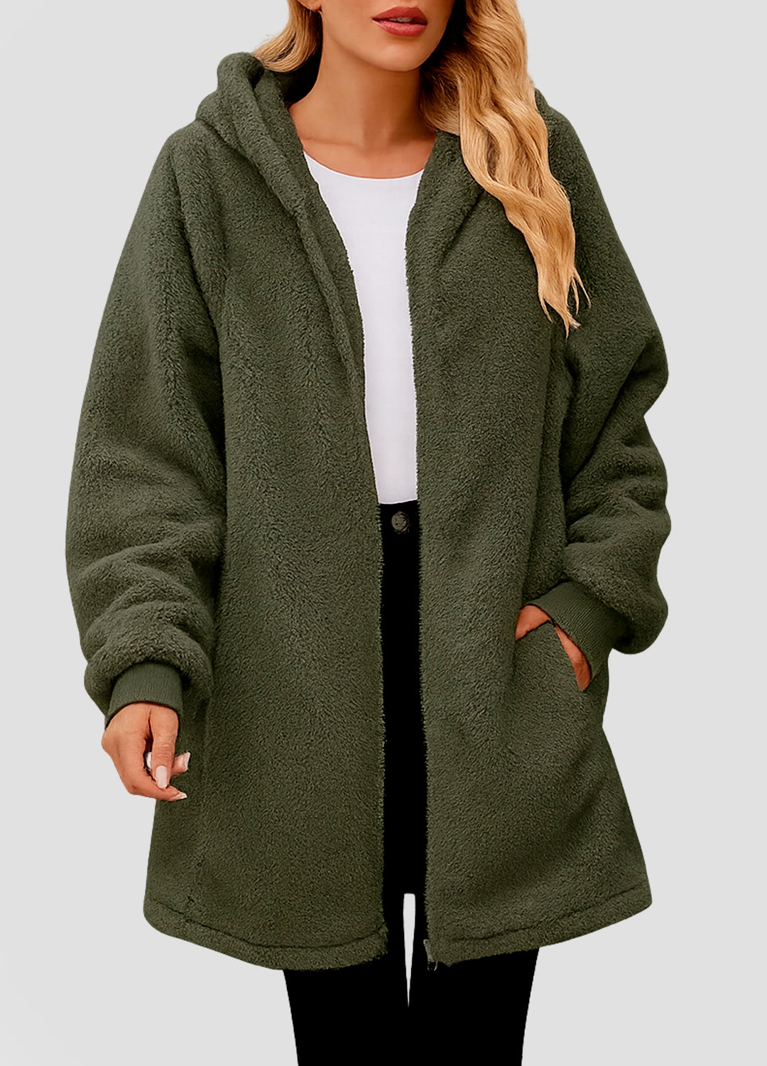 Premium European Teddy Fleece Hooded Coat