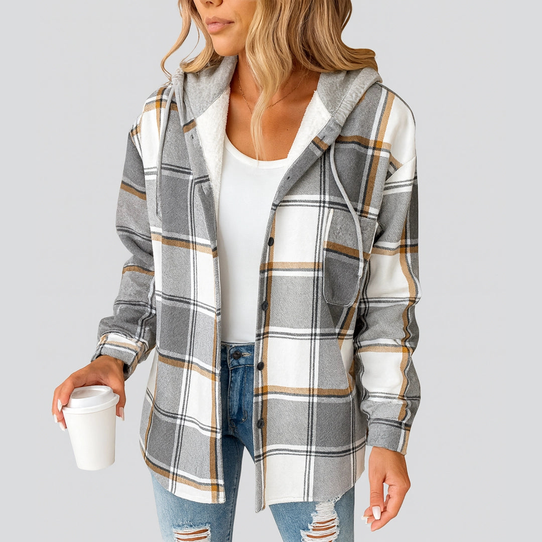 Women's Plaid Hooded Shacket — Soft Button-Down Overshirt