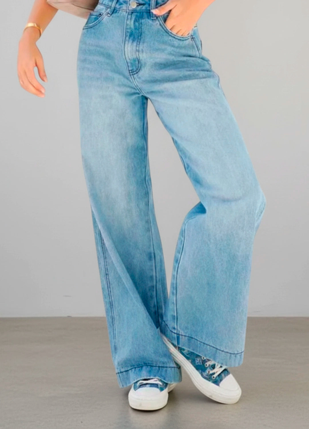 High-Waist Wide-Leg Premium Denim