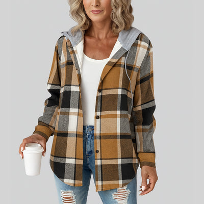 Women's Plaid Hooded Shacket — Soft Button-Down Overshirt