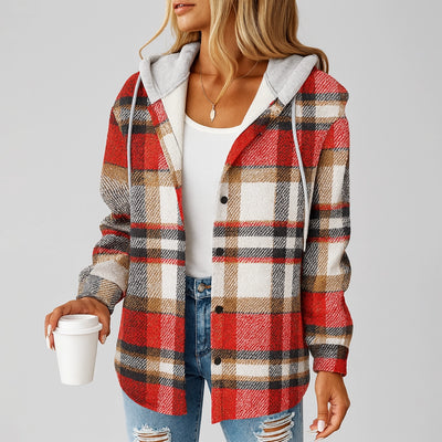 Women's Plaid Hooded Shacket — Soft Button-Down Overshirt