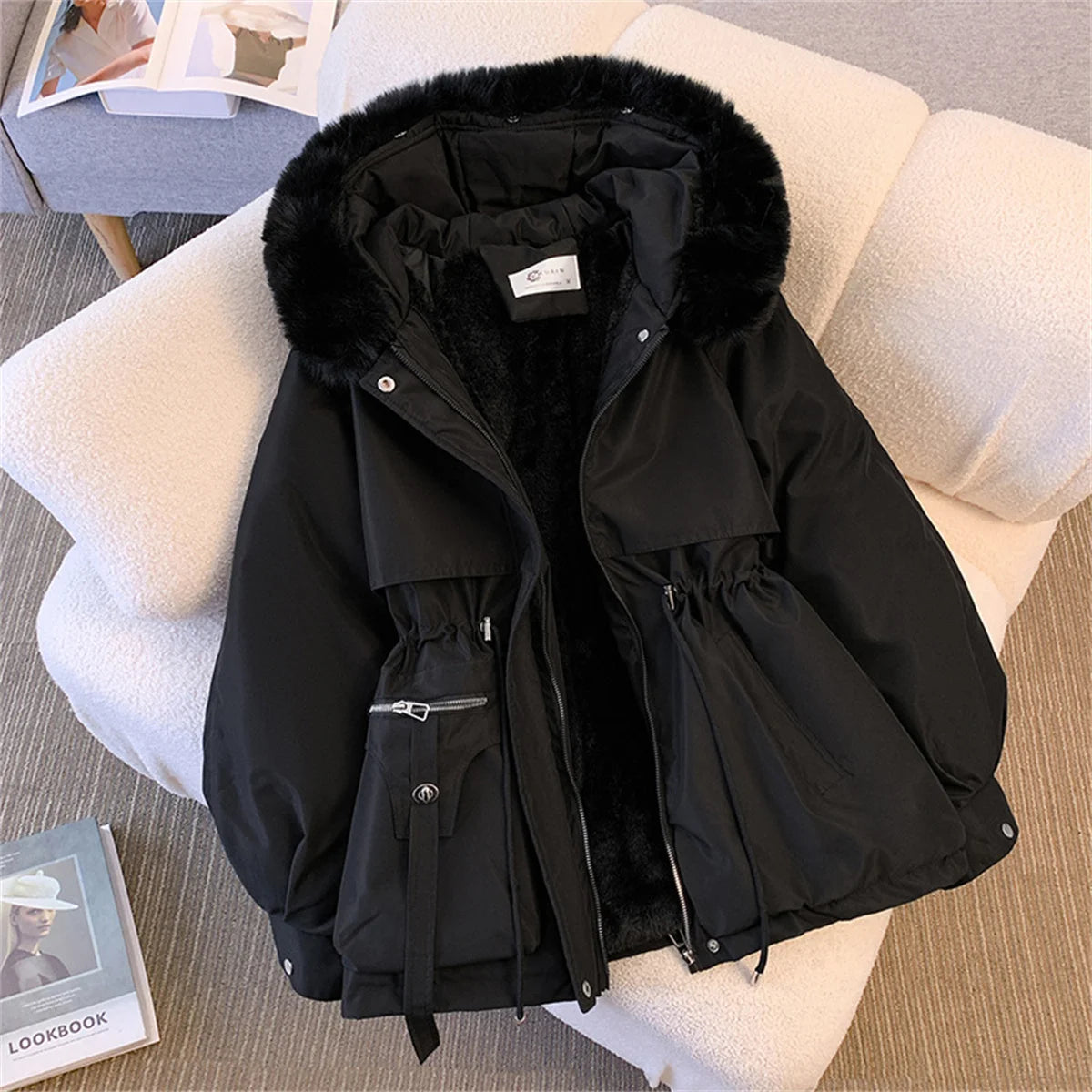 Women's Insulated Winter Parka with Faux-Fur Hood