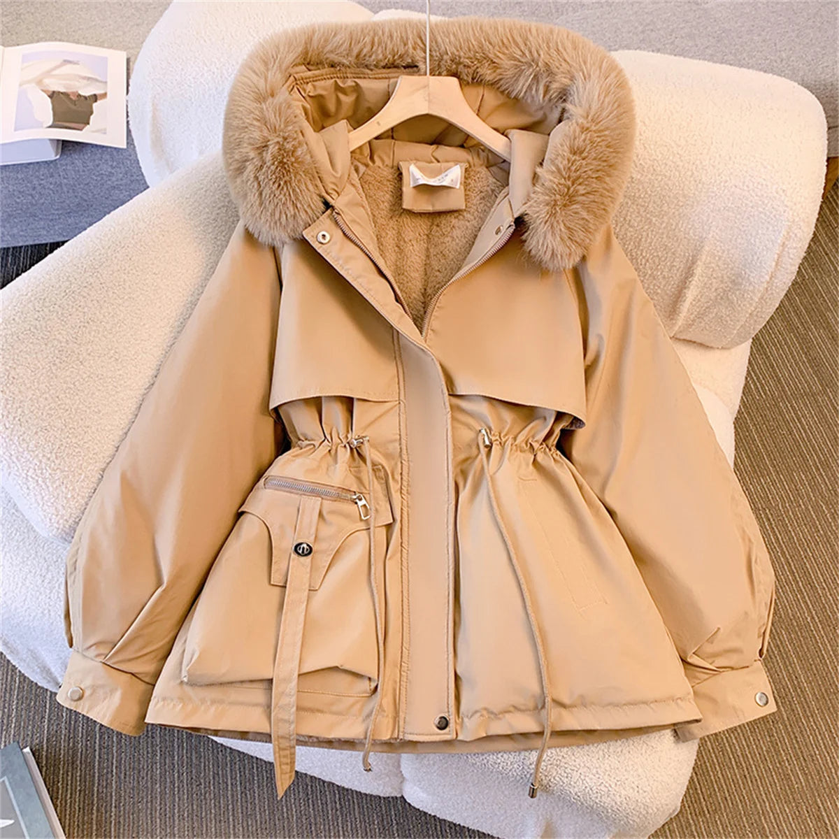 Women's Insulated Winter Parka with Faux-Fur Hood