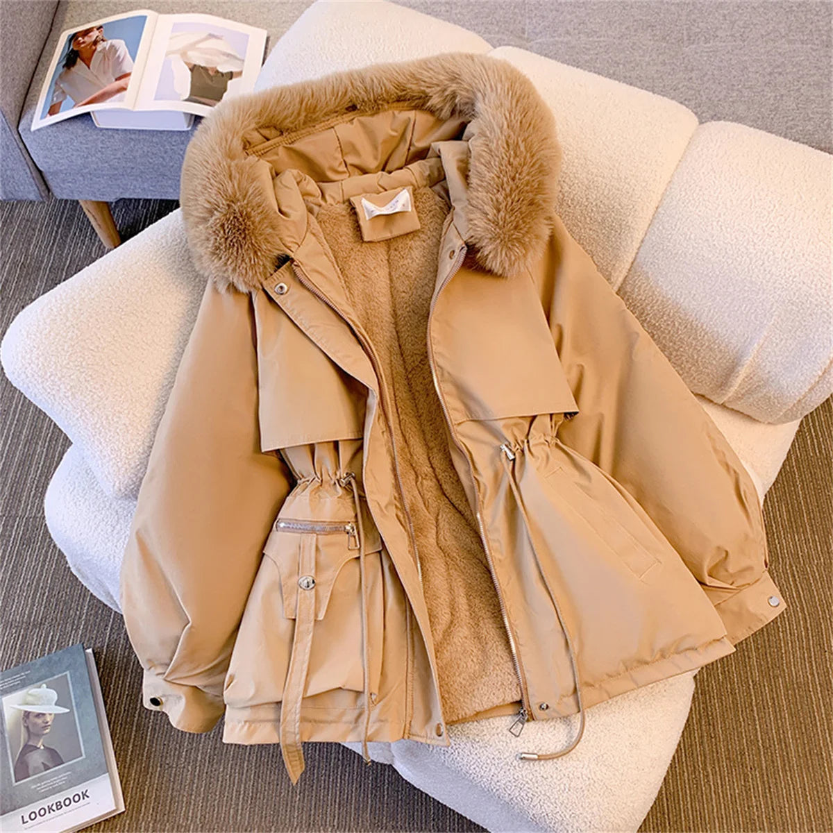 Women's Insulated Winter Parka with Faux-Fur Hood