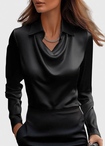 Satin Draped Collar Blouse