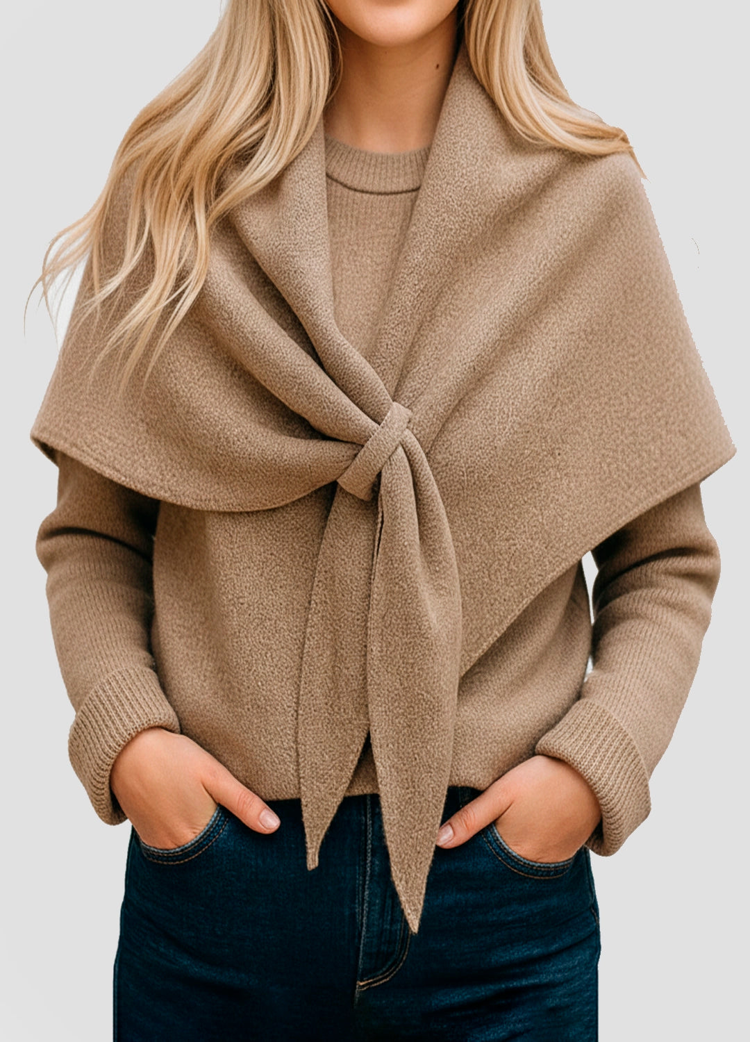 Premium Wool-Blend Knotted Wrap Shawl