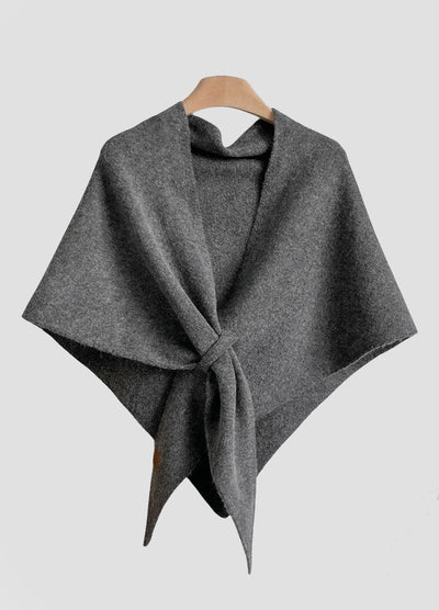 Premium Wool-Blend Knotted Wrap Shawl