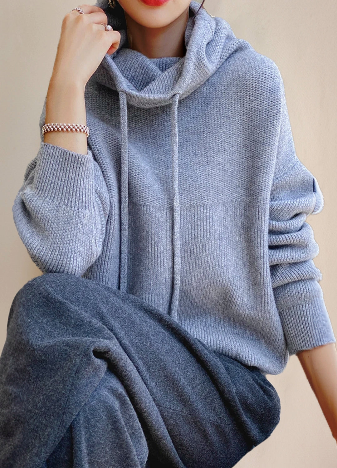 Luxury Wool-Blend Relaxed Hoodie Sweater