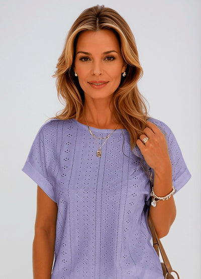 Classic White Cotton Broderie Short Sleeve Blouse