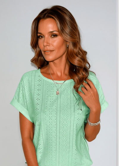 Classic White Cotton Broderie Short Sleeve Blouse