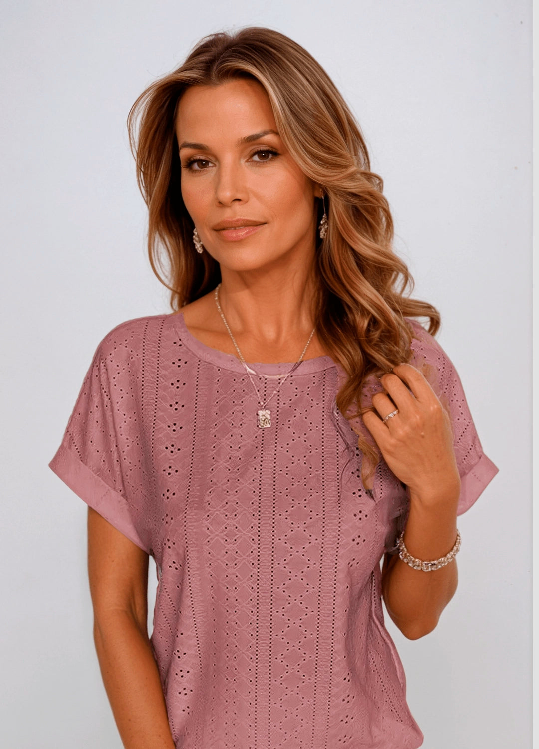 Classic White Cotton Broderie Short Sleeve Blouse