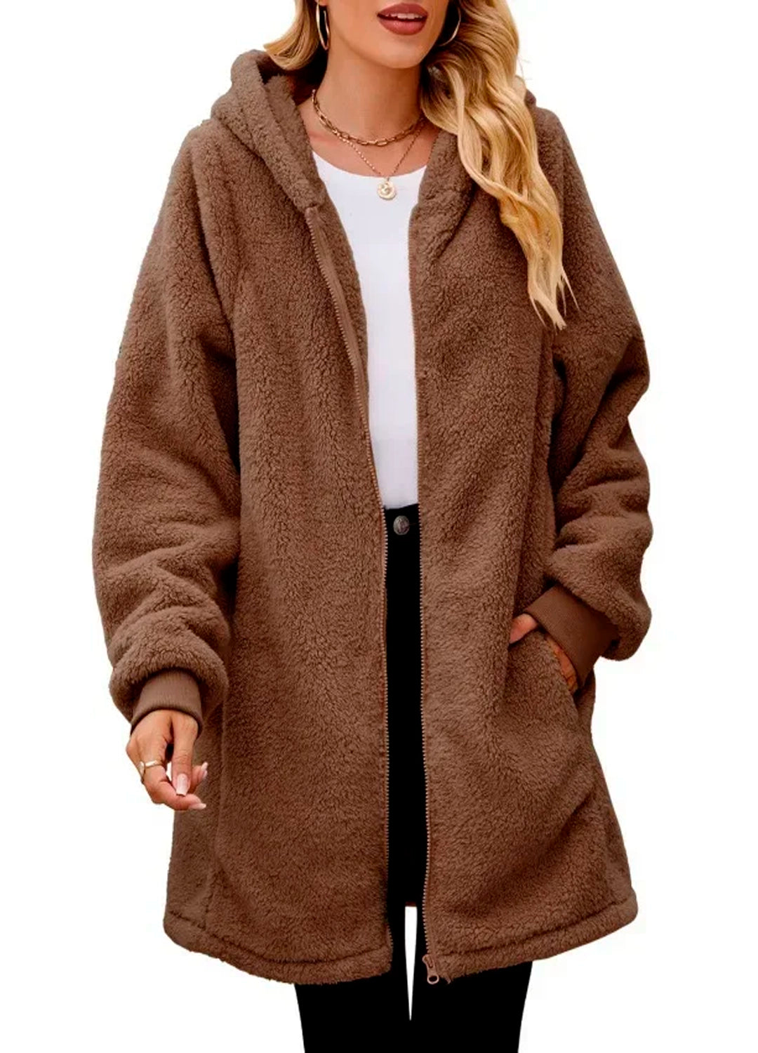 Premium European Teddy Fleece Hooded Coat