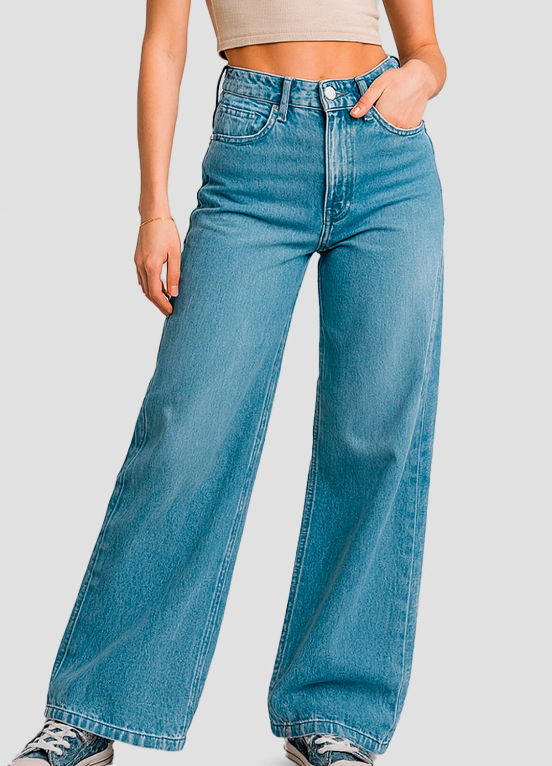 High-Waist Wide-Leg Premium Denim