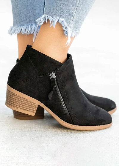 Classic Suede Ankle Boots with Block Heel