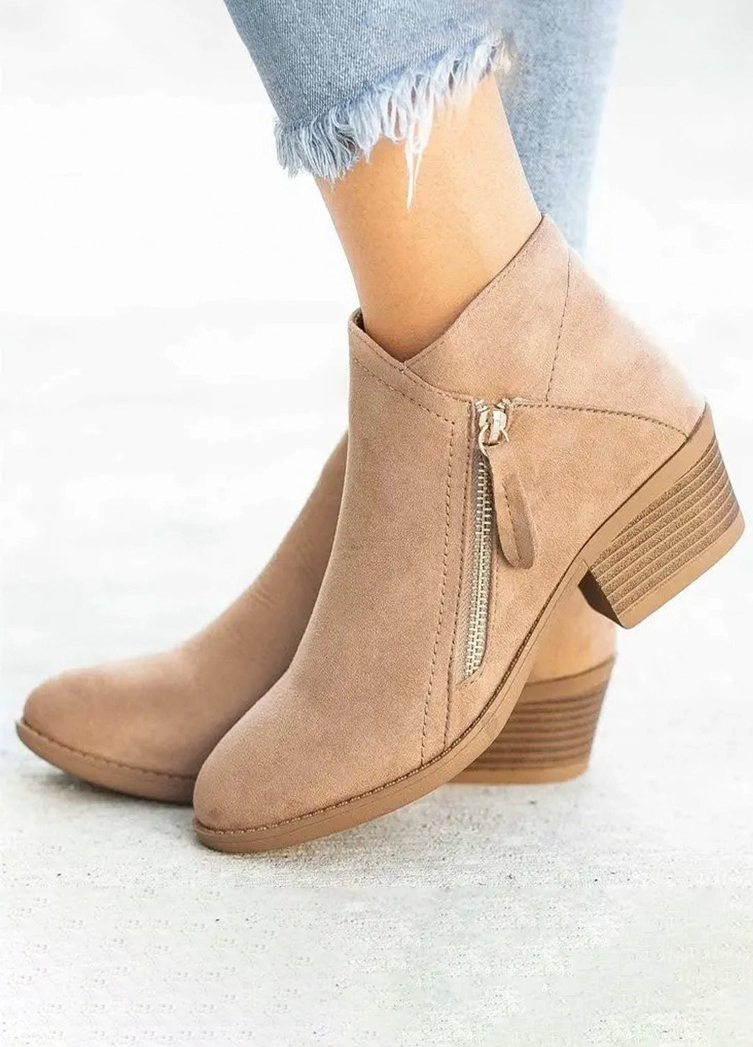 Classic Suede Ankle Boots with Block Heel