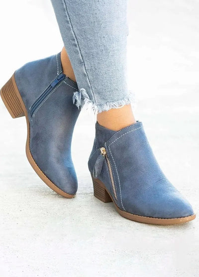 Classic Suede Ankle Boots with Block Heel