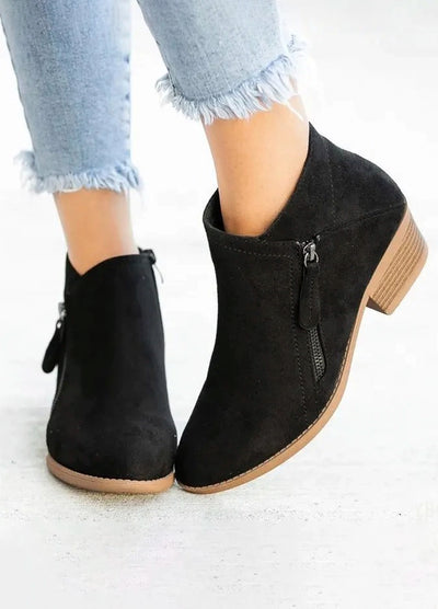 Classic Suede Ankle Boots with Block Heel