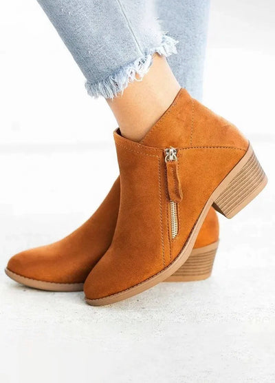 Classic Suede Ankle Boots with Block Heel