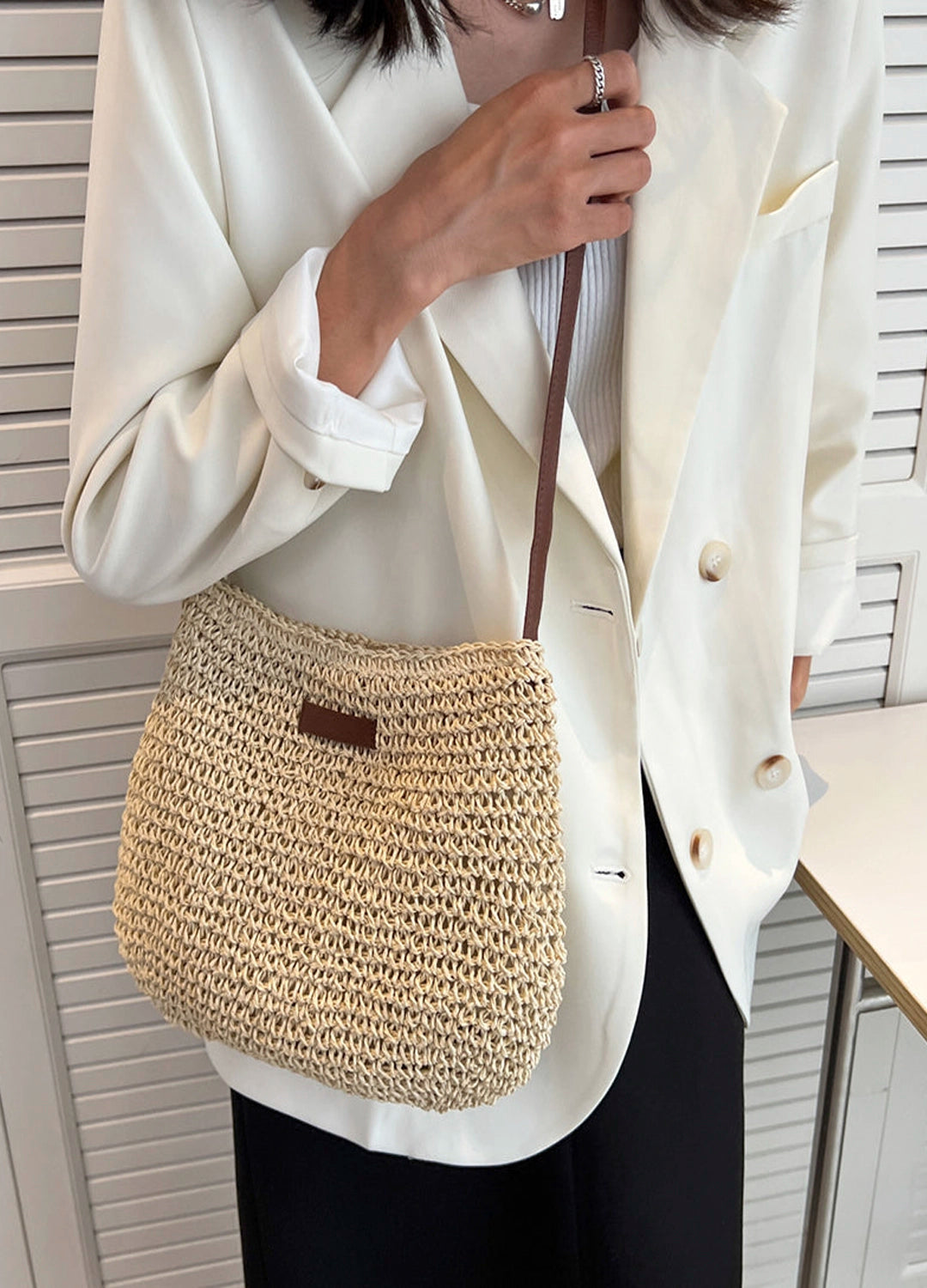Handwoven Straw Shoulder Bag