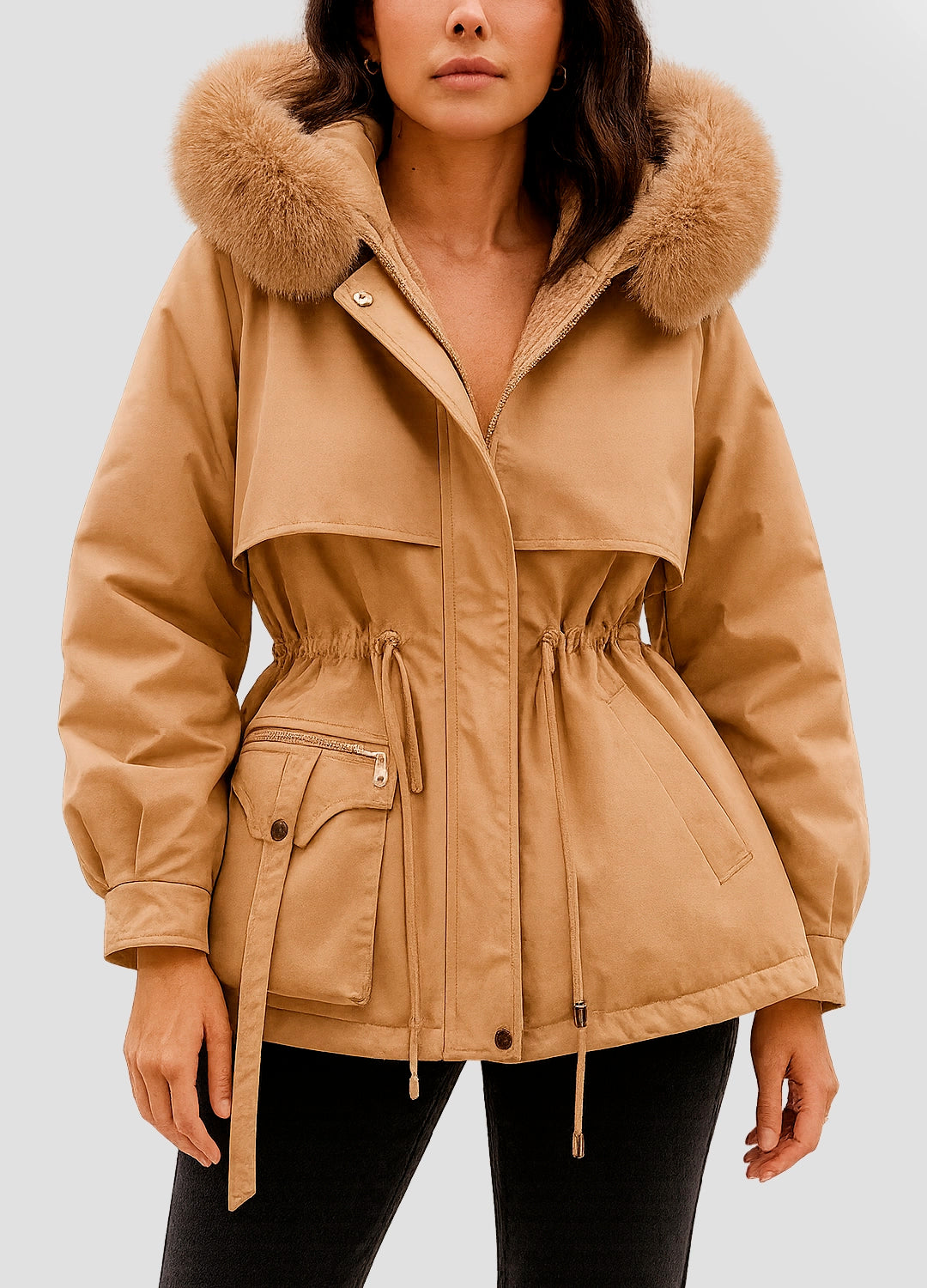 Women's Insulated Winter Parka with Faux-Fur Hood