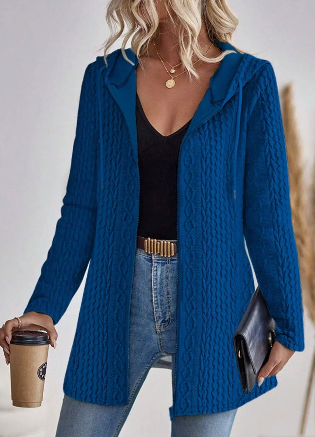 Heritage Knit Hooded Cardigan Coat