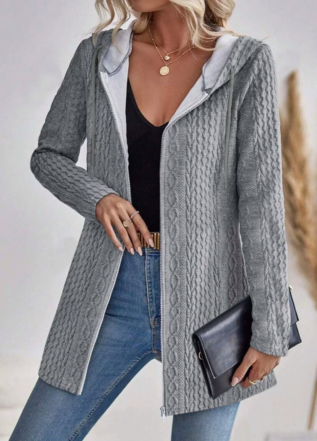 Heritage Knit Hooded Cardigan Coat