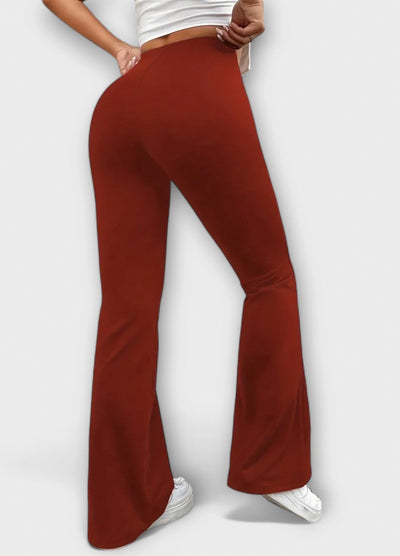 High-Waist Flared Stretch Trousers