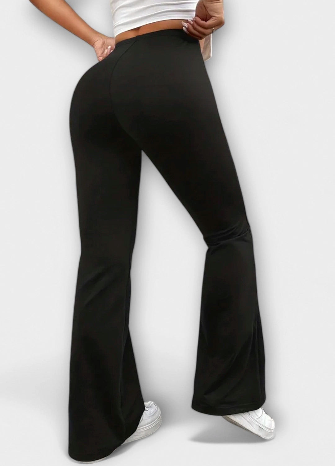 High-Waist Flared Stretch Trousers