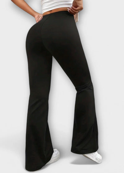 High-Waist Flared Stretch Trousers