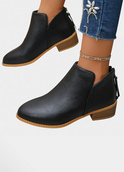 Essential Leather Ankle Boots with Block Heel