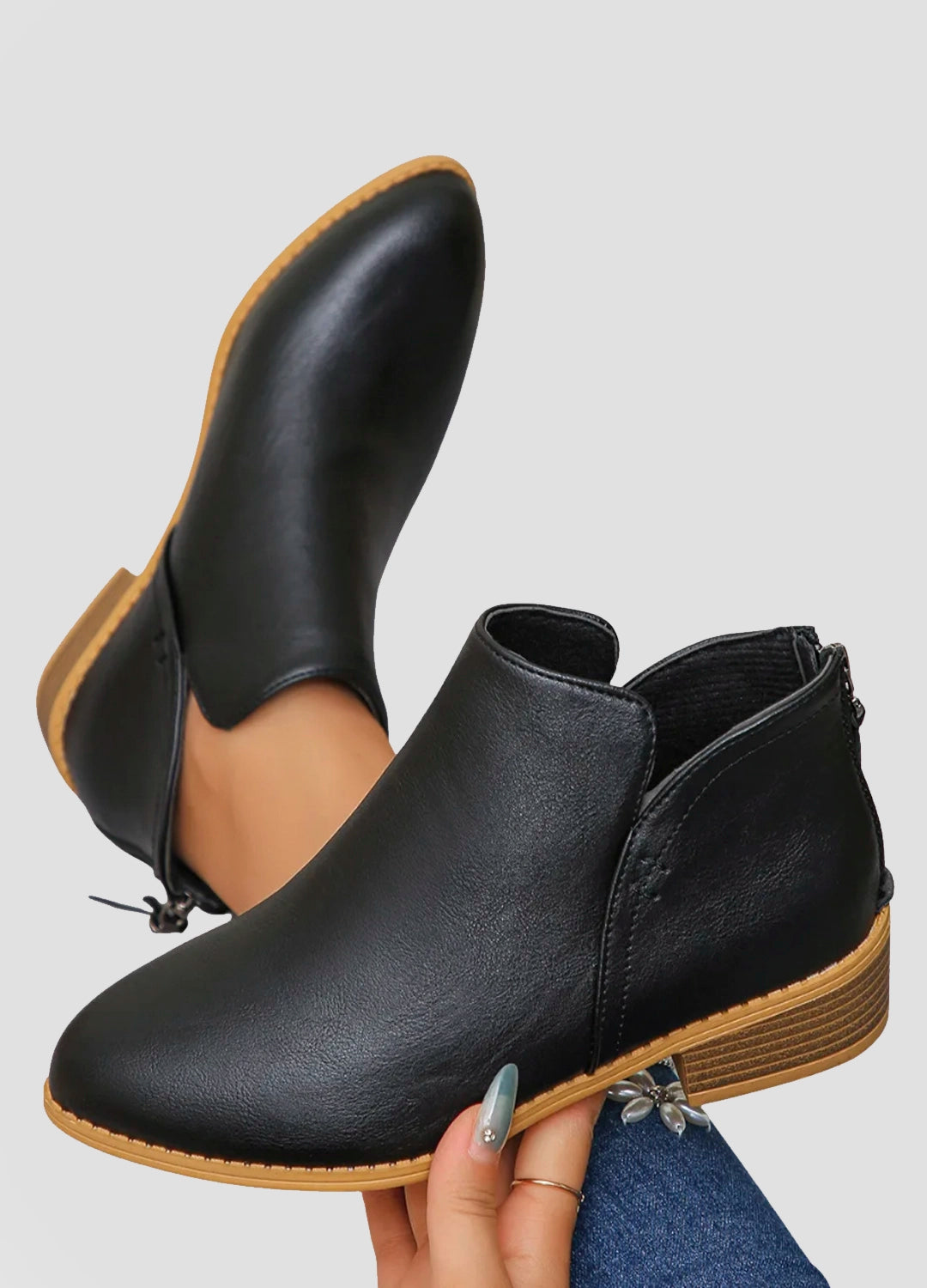 Essential Leather Ankle Boots with Block Heel